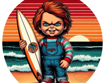 Summer horror doll png, digital download, gift for him, gift for her, waiting on halloween