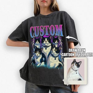 Custom Retro Comic Pet T-Shirt, Vintage American Comic Book Style Art, Bootleg 90's Retro Tee Birthday Gift, Gifts For Cat Lover