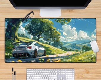 Toyota Gr86/Subaru BRZ Anime Desk Mat, XL Mousepad, Japanese Deskmat, JDM Gift, Tcg Playmat, Kawaii Pc Accessories, Lofi Green Deskpad