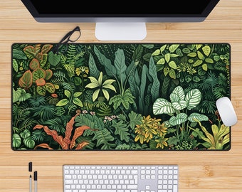 Groene Cottagecore-bureaumat, bureauinrichting Esthetisch, kawaii-bureaumat, bureaumat mechanisch toetsenbord, botanische mousepad, gaming-pc, leuk cadeau