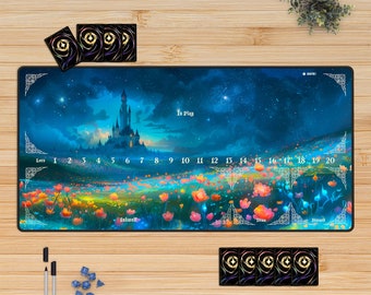 Lorcana Playmat, Neon Flower Castle TCG Mat, Lorcana Card Desk Mat, Cinderella, Deskmat, Gaming Mousepad, XL Play Mat, Deskpad