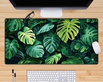 Monstera deliciosa XL Mousepad, Tranquil Green Desk Mat, Kawaii Deskmat, Cottagecore Anime Mouse Pad, Lofi Nature, Monstera Plant, Large