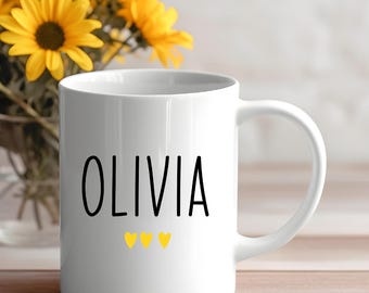 Personalised Name Mug, Custom Name Mug, Coffee Tea Cup Gift For Her, Birthday Gift For Her, Sister Mum Birthday Gift, You Are My Sunshine