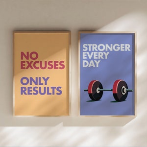 Home Gym Wall Art | Set of Two Printable | Home Gym Decor | Fitness Wall Art | INSTANT DOWNLOAD | Gym Sign | Unique Gallery Wall Print