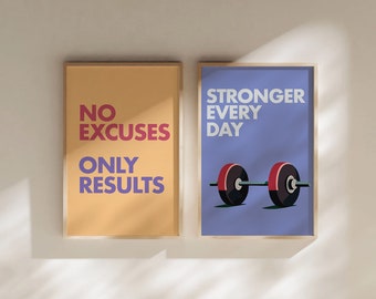 Home Gym Wall Art | Set of Two Printable | Home Gym Decor | Fitness Wall Art | INSTANT DOWNLOAD | Gym Sign | Unique Gallery Wall Print