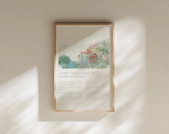 Vintage Hymn Lyrics Print: Come Thou Fount Painting (Digital Download)