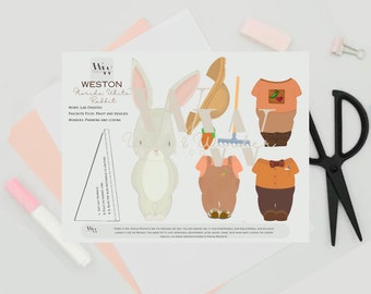 Kaninchen-Papierpuppe (Digitaler Download) - Weston, Printable Craft