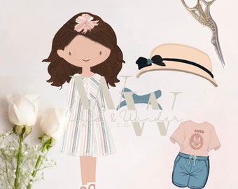 Amya Paper Doll, Printable Paper Doll Set, Kids Craft Activity, DIY Paper Dolls, Children's Art Project, Fun Paper Toys, Pretend Play, Girl