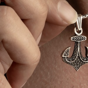 Sterling Silver Sailor Ship Anchor Necklace, My Jewel Junction, Silver Sailor Ship Anchor Necklace, Nautical Jewelry, Sea Lover Necklace