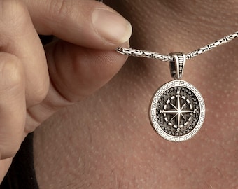 Handcrafted Mens Compass Necklace, Sterling Silver Compass Pendant, Men Adventure Jewelry, North Star Pendant, Graduation Gift, Gift For Dad