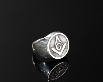 Sterling Silver Mens Masonic Design Ring, Fraternity Ring, Masonic Symbol Ring, Exquisite Master Mason Ring, Gift For Men, Master Mason Ring