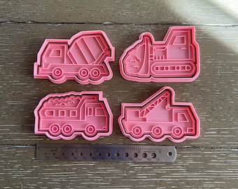 Construction Truck Cookie Cutters: 4-Piece Birthday Party Set