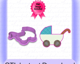 Baby Stroller Cookie Cutter STL File: 6 Sizes, Baby Shower (Digital Download)