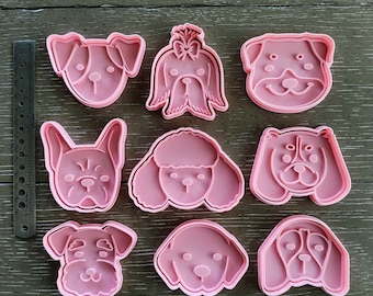 9-Piece Cute Dogs Cookie Cutters & Stamp Set - Great gift Baking Party