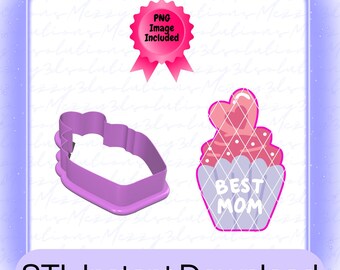 Best Mom Cookie Cutter STL File Instant Download, Cookie Cutter File STL, Mothers Day, Cupcake, 6 sizes included
