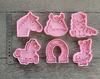 Horse Cookie Cutters & Stamp Set: Birthday Party Favors