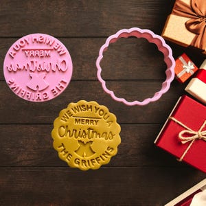 Personalized Christmas Cookie Cutter Stamp: Family Name, Holiday Baking