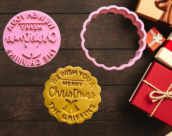 Personalized Christmas Cookie Cutter Stamp: Family Name, Holiday Baking