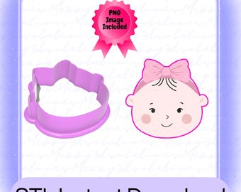 Koekjesuitsteker babymeisje STL-bestand: 6 maten, babyshower (digitale download)