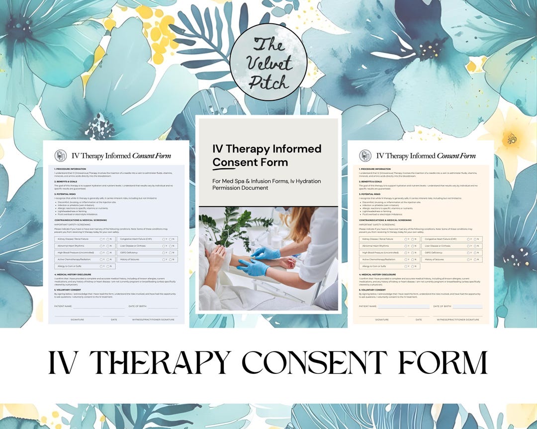 Iv Consent Form Iv Therapy Consent Form Template for Med Spa & Infusion Forms, Iv ...