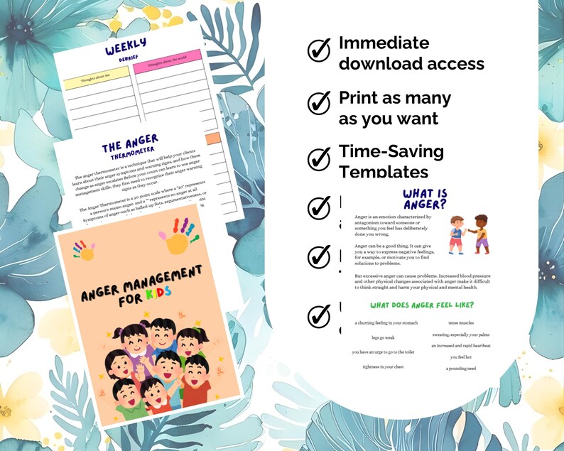 Anger Management for Kids Canva Template | Coping Skills Worksheets - Etsy
