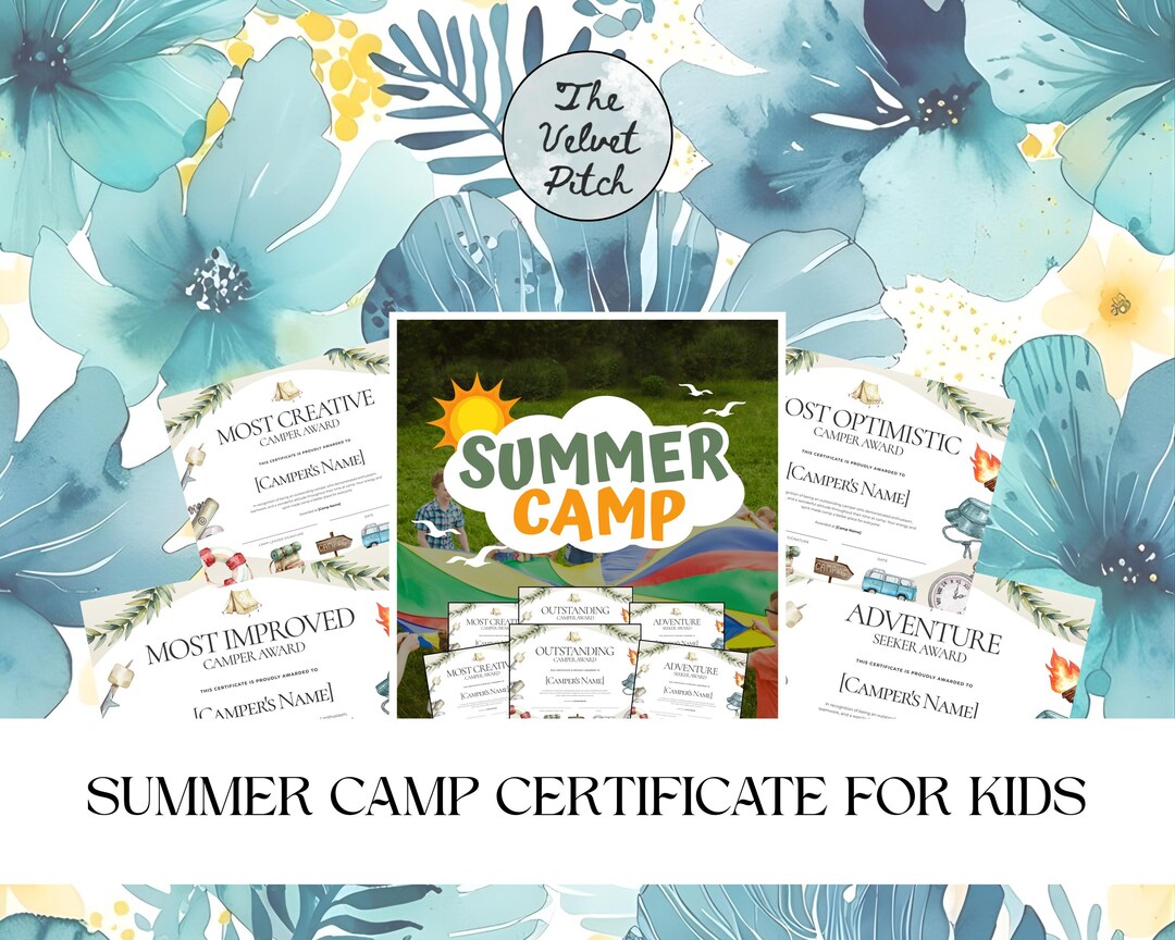 Summer Camp Certificate Award Template for Kids Participation ...