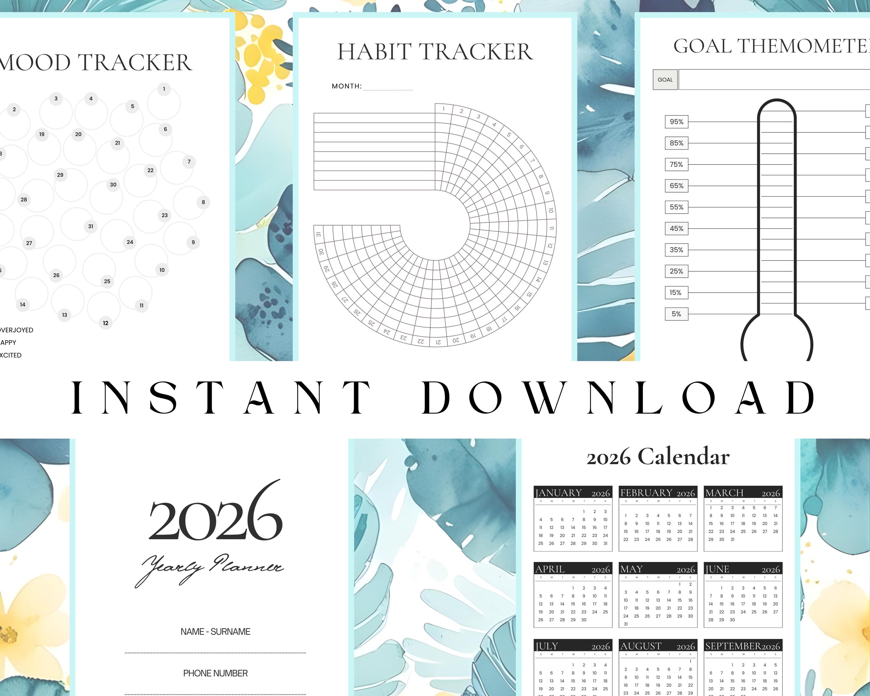 2026 Goal Planner Printable for New Year Resolutions and Yearly ...