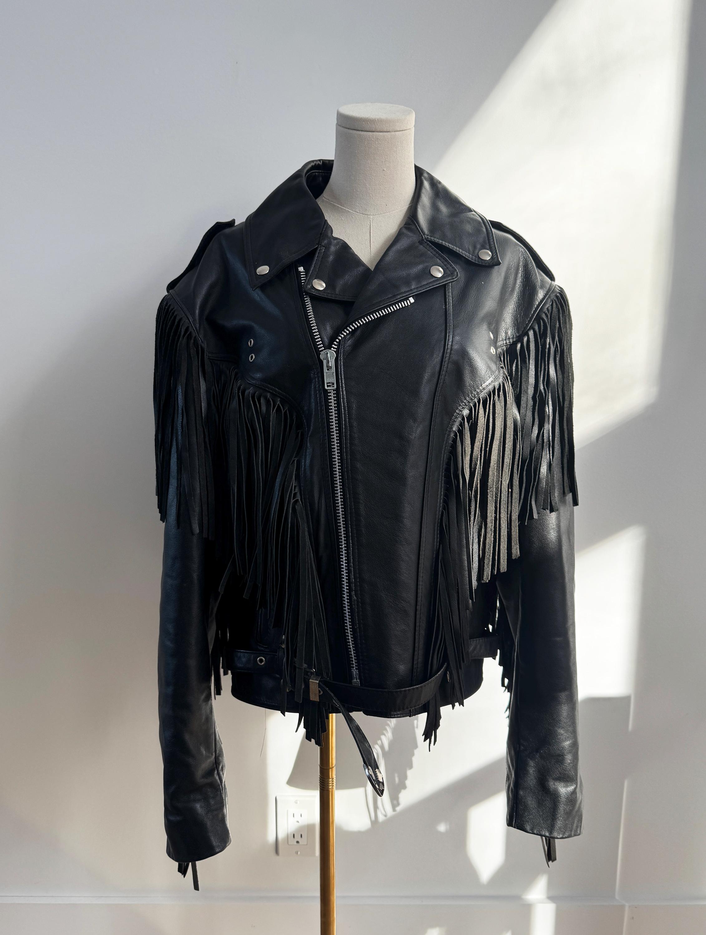 Bristol Vintage Leather Fringe Tassel Jacket - Size XL - Etsy Canada