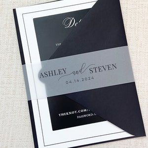Custom Vellum Wrap for 5x7 Invitations, Vellum Belly Bands, Transparent Bands for DIY Invitations, Printed Vellum Wrap, Clear Vellum Invites