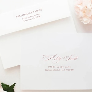 Addressed Envelopes for A7 5x7 Invitations & Cards, Custom Envelope Addressing Service, Return Address Printing, Printed Envelopes Color Ink