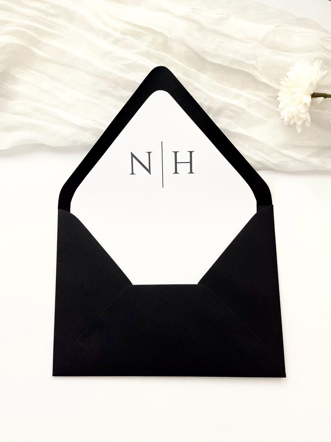 Monogram Envelope Liners for 5x7 A7 Wedding Envelopes, Bride Groom ...