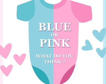 Plantilla de invitación de revelación de género rosa o azul