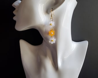 Crochet Floral Earrings, Handmade Earrings, Crochet Jewelry, Dangle Earrings, Handmade Jewelry, Flower Earrings, Crochet Earrings