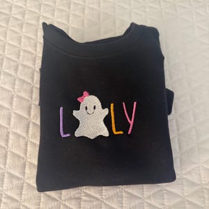 Toddler Halloween Shirt: Ghost shirt with name and bow