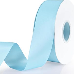 Ruban de satin bleu clair pour le visage, 47,5 m, pour emballage cadeau et bouquets de fleurs