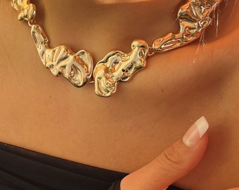 Melted Choker Gold Necklace