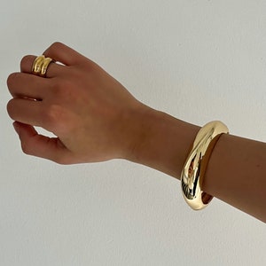 Chunky Geometric Gold Bangle Gold Bracelet Cuff