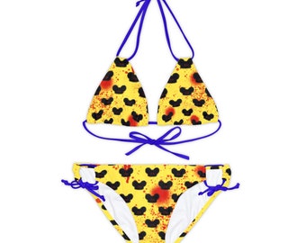 Blutige gute Zeit Dexter Strappy Bikini Set | S-XL | TV Serienmörder | Beach-Party Bademode | Lustiger Badeanzug | Geschenk | Blut und nette Mäuse |