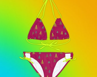 Pine Barrens Strappy Bikini Set | The Sopranos | Ladies Swimwear | Summer Bikini | Resort wear | Gift | Bright Bikini | Beach Party Wear |