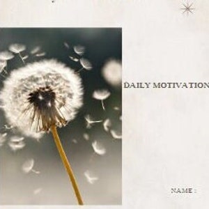 May include: A journal with the text "30 Day Mindset Transformation" and "Daily Motivation." The cover features a photograph of a dandelion with floating seeds. The bottom of the cover has a space to write a name.