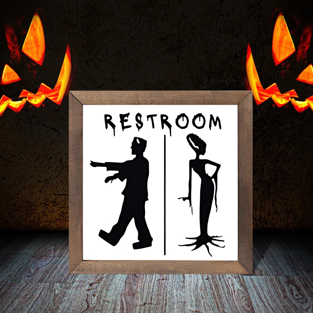 Halloween Decor, Restroom Sign, Horror, Frankenstein Restroom ...
