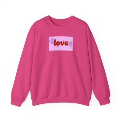 LOVE Rhinestone Clover Round Neck Sweatshirt