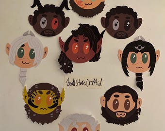 Baldur's Gate 3 Chibi Stickers  (Wyll, Karlach, Halsin, Astarion, Lae'zel, Gale, Shadowheart)