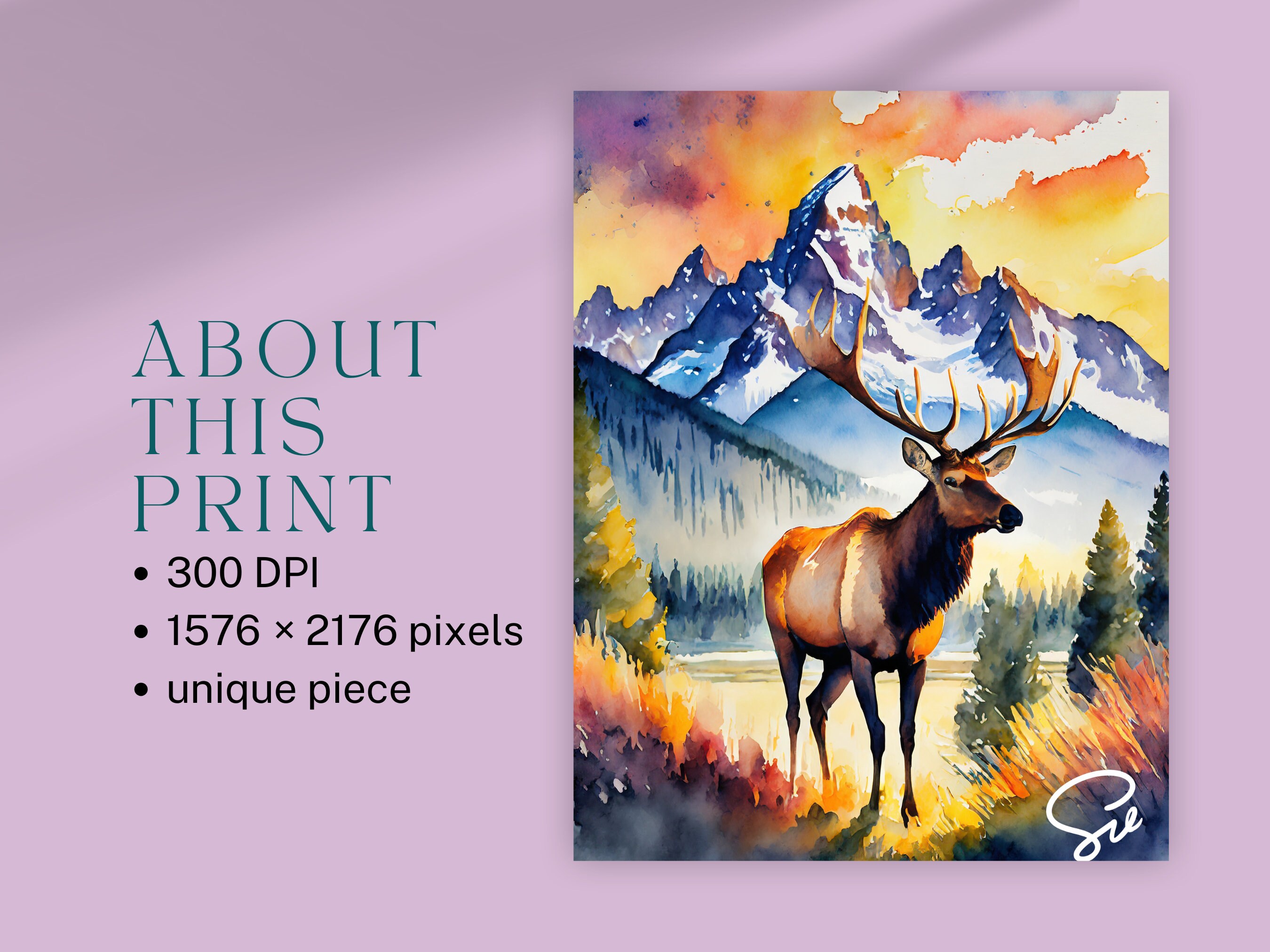 Grand Teton Watercolor Painting DIGITAL ART National Park, Wyoming ...
