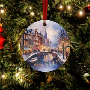 Amsterdam Christmas Ornament - Netherlands, Holland Ornament, Europe Tree Ornament, Wedding Ornament, Engagement Gift, Travel Ornaments