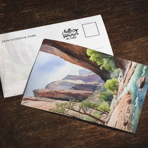 Zion Watercolour Postkarte, 5 x 7 Grußkartenset, Zion National Park Geschenke, the Nallows, Utah, Nationalpark Liebhaber, Geschenke, Souvenir