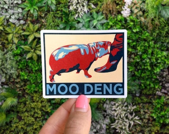 Pegatina de Moo Deng: hipopótamo pigmeo bebé, presidente, moda, hipopótamo bebé, hipopótamo pigmeo, me encanta Moo Deng, regalo de Moo Deng, productos de Moo Deng, imán para coche
