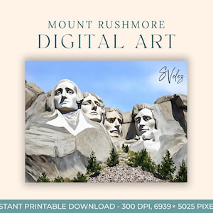 Mount Rushmore Watercolor Painting (DIGITAL ART) National Park, South Dakota, Printable Wall Art, National Park Print, USA, America