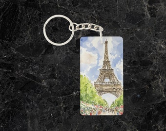 Eiffeltoren acryl sleutelhanger - Parijs, Frankrijk, reizen aangepaste sleutelhanger, gepersonaliseerd cadeau, cadeau voor moeder, cadeau voor vader, Europa, souvenir