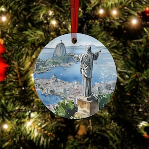 Enfeite de Natal do Rio - Cristo Redentor, Lembrança do Brasil, Enfeite de Árvore do Rio de Janeiro, Enfeite de Casamento, Presente de Noivado, Presentes de Viagem